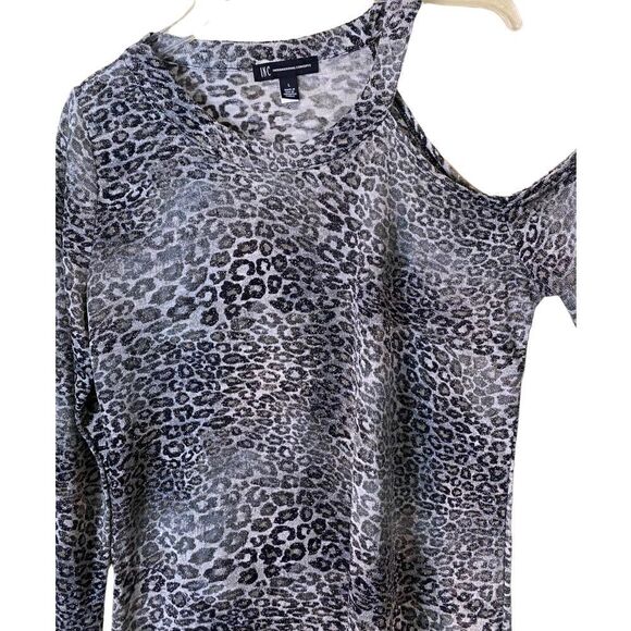 INC International Concepts Metallic Animal Print Cold Shoulder Top Size Large - Picture 4 of 11